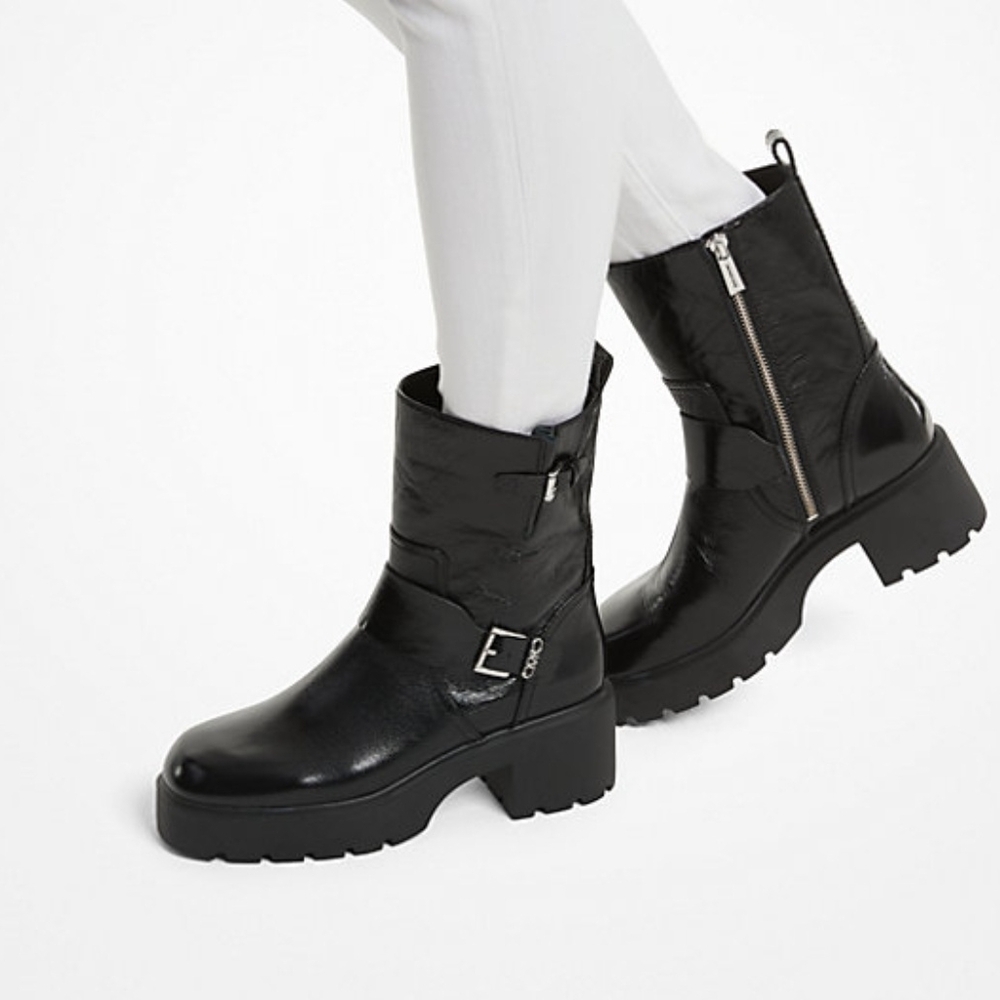 New Women's Michael Kors Perry Crinkled Patent Leather Boot - Picture 8 of 16